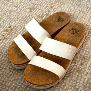 Reef White Cork Slide Sandals